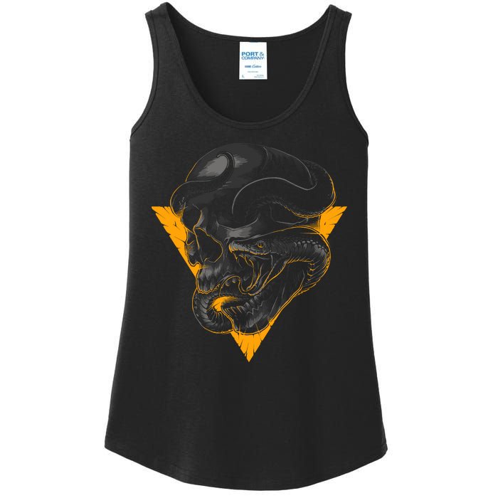 Skull Snake Triangle Graphic Design Ladies Essential Tank