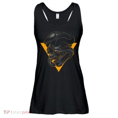 Skull Snake Triangle Graphic Design Ladies Essential Flowy Tank