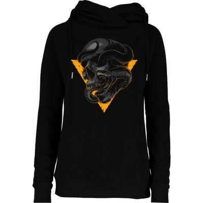 Skull Snake Triangle Graphic Design Womens Funnel Neck Pullover Hood