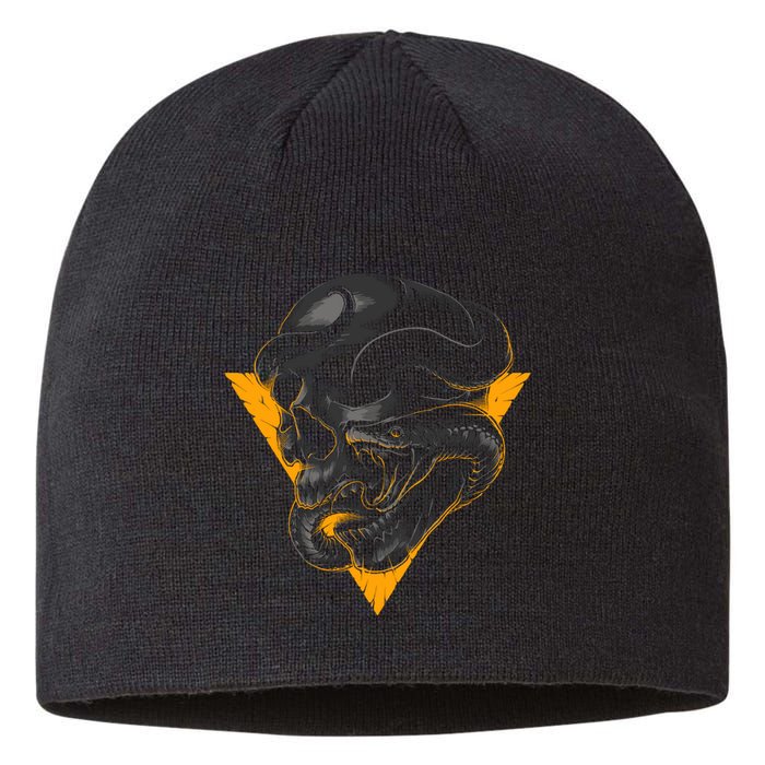 Skull Snake Triangle Graphic Design Sustainable Beanie