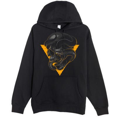 Skull Snake Triangle Graphic Design Premium Pullover Hoodie