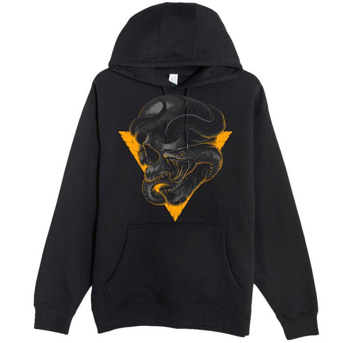 Skull Snake Triangle Graphic Design Premium Pullover Hoodie