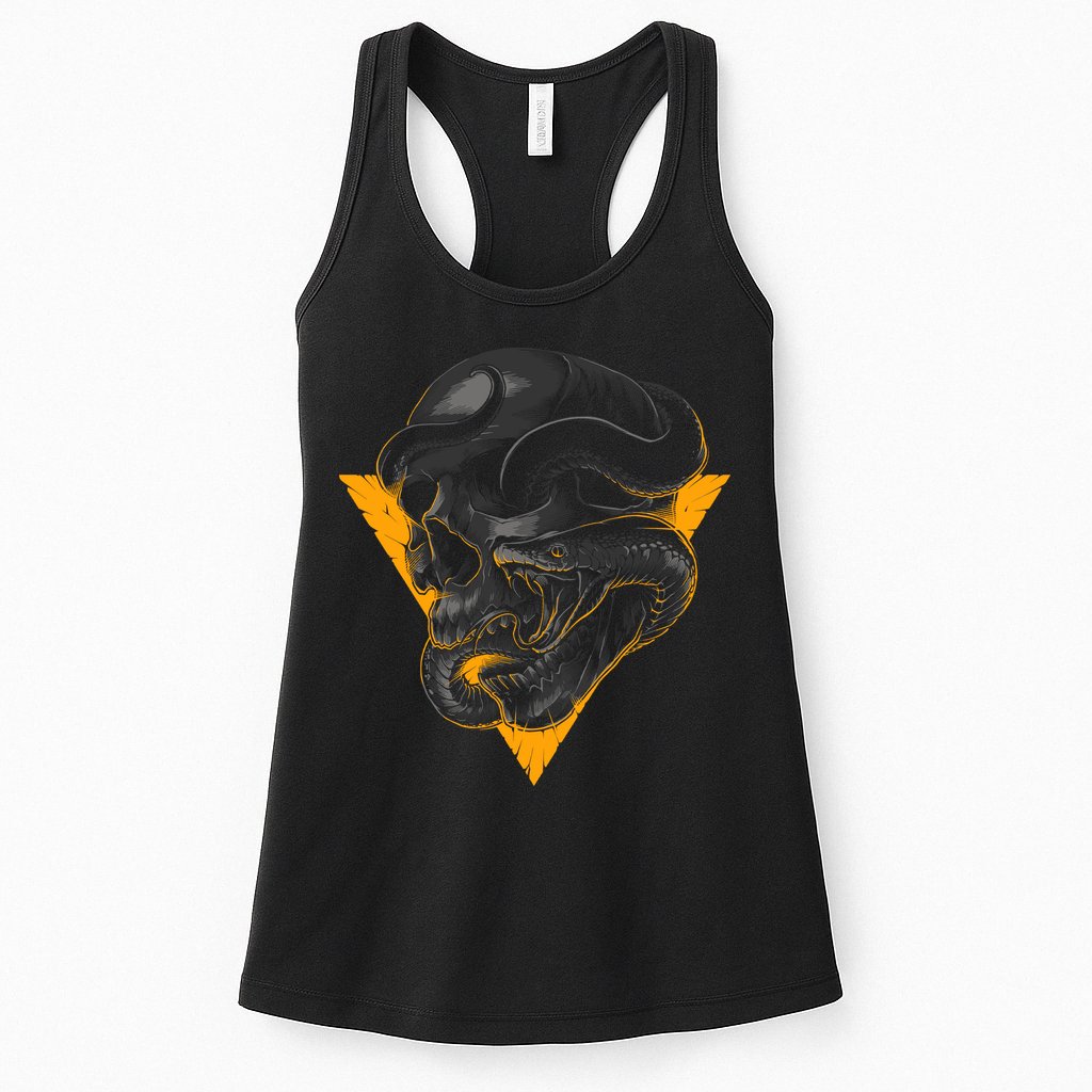 Skull Snake Triangle Graphic Design Womens Tank Top