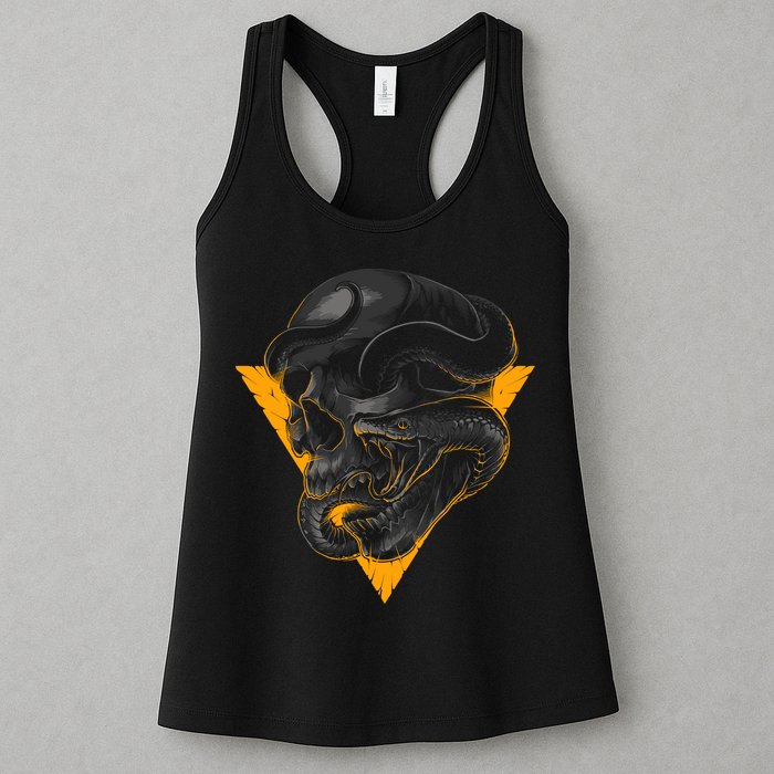 Skull Snake Triangle Graphic Design Womens Tank Top