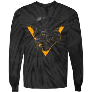 Skull Snake Triangle Graphic Design Tie-Dye Long Sleeve Shirt