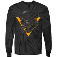 Skull Snake Triangle Graphic Design Tie-Dye Long Sleeve Shirt