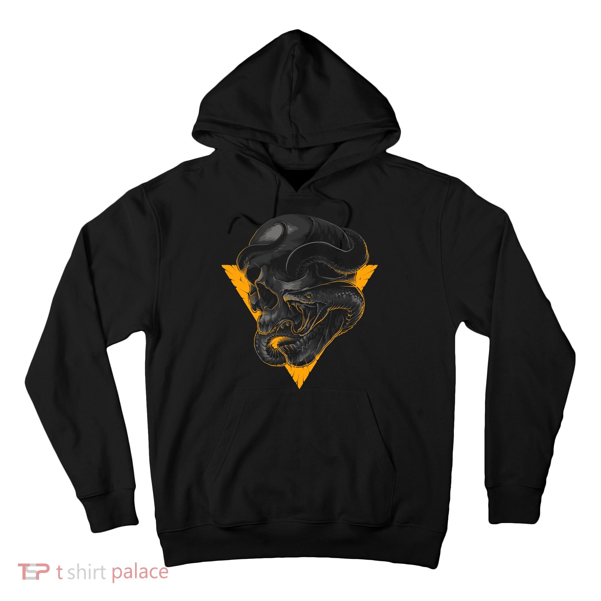 Skull Snake Triangle Graphic Design Tall Hoodie