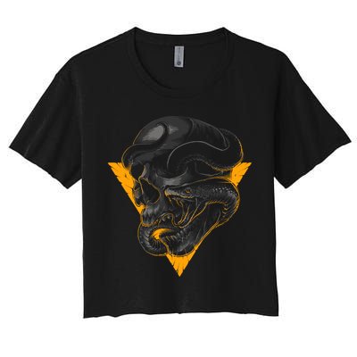 Skull Snake Triangle Graphic Design Crop Top