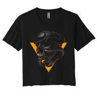 Skull Snake Triangle Graphic Design Women's Crop Top Tee