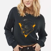 Skull Snake Triangle Graphic Design Cropped Pullover Crew