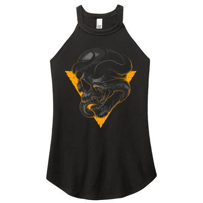 Skull Snake Triangle Graphic Design Women's Perfect Tri Rocker Tank