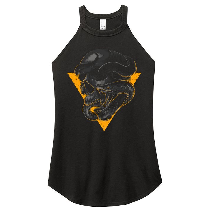 Skull Snake Triangle Graphic Design Women's Perfect Tri Rocker Tank
