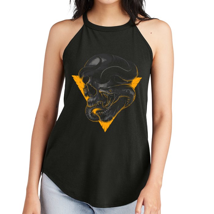 Skull Snake Triangle Graphic Design Women's Perfect Tri Rocker Tank