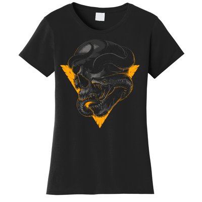 Skull Snake Triangle Graphic Design Women's T-Shirt