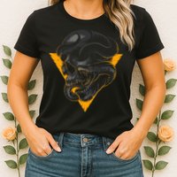 Skull Snake Triangle Graphic Design Womens T-Shirt