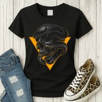 Skull Snake Triangle Graphic Design Womens T-Shirt