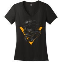 Skull Snake Triangle Graphic Design Women's V-Neck T-Shirt