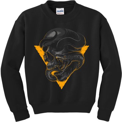 Skull Snake Triangle Graphic Design Kids Sweatshirt