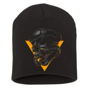 Skull Snake Triangle Graphic Design Short Acrylic Beanie