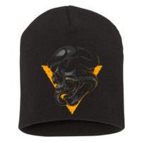 Skull Snake Triangle Graphic Design Short Acrylic Beanie