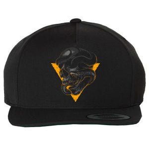 Skull Snake Triangle Graphic Design Wool Snapback Cap