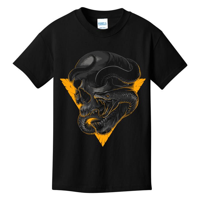 Skull Snake Triangle Graphic Design Kids T-Shirt