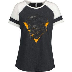 Skull Snake Triangle Graphic Design Enza Ladies Jersey Colorblock Tee