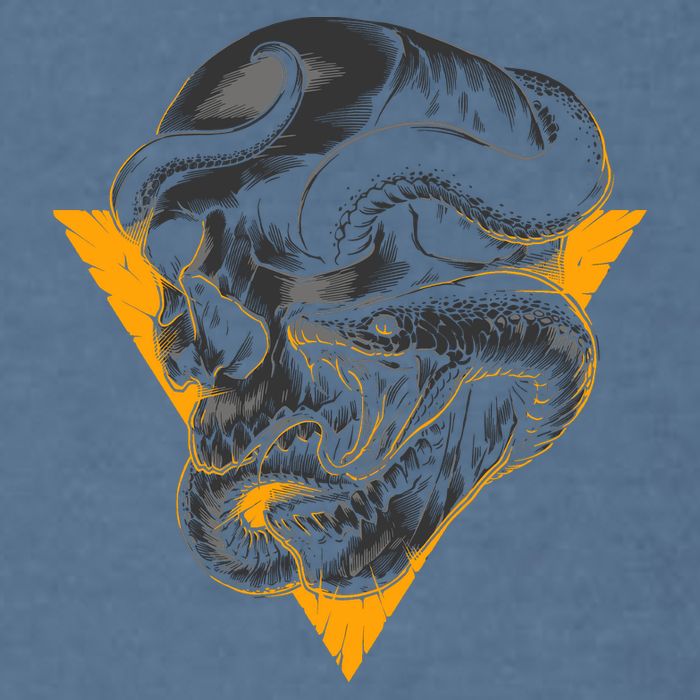 Skull Snake Triangle Graphic Design Garment-Dyed Sweatshirt