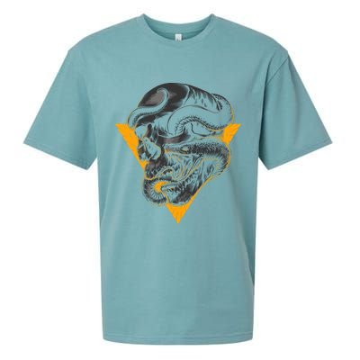 Skull Snake Triangle Graphic Design Sueded Cloud Jersey T-Shirt