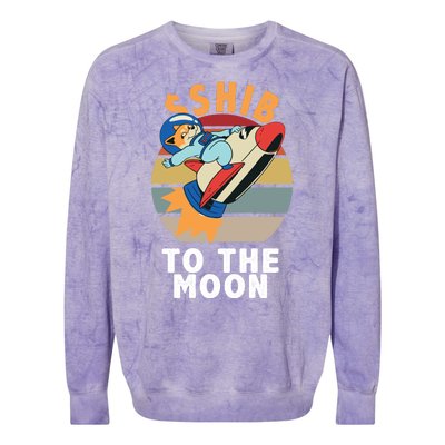 Shiba, Shib To The Moon Colorblast Crewneck Sweatshirt