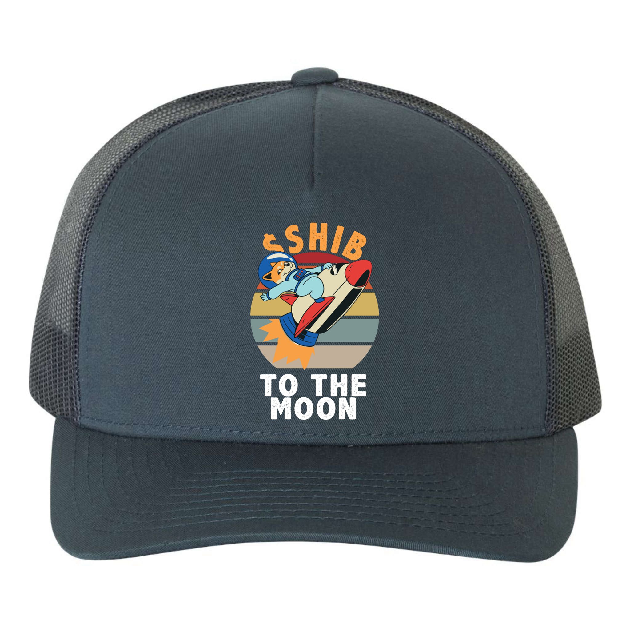 Shiba, Shib To The Moon Yupoong Adult 5-Panel Trucker Hat