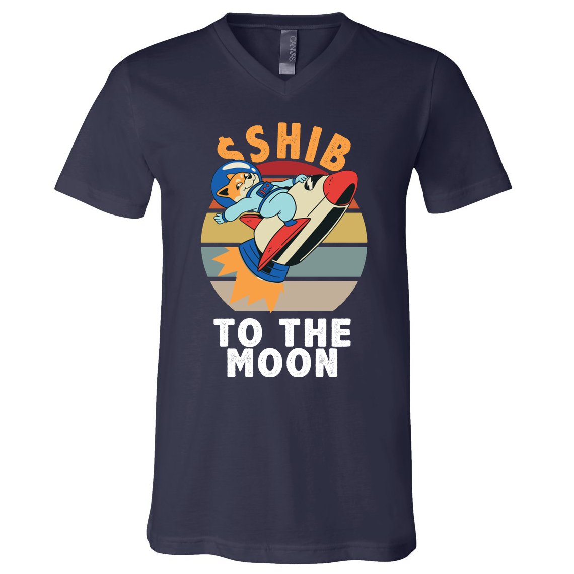 Shiba, Shib To The Moon V-Neck T-Shirt