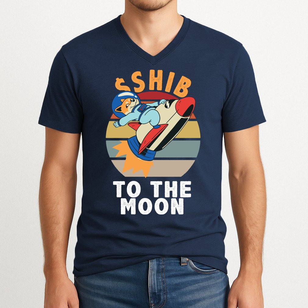 Shiba, Shib To The Moon V-Neck T-Shirt