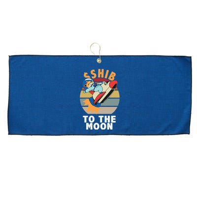 Shiba, Shib To The Moon Large Microfiber Waffle Golf Towel