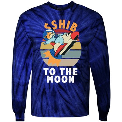 Shiba, Shib To The Moon Tie-Dye Long Sleeve Shirt