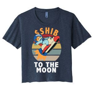 Shiba, Shib To The Moon Women's Crop Top Tee