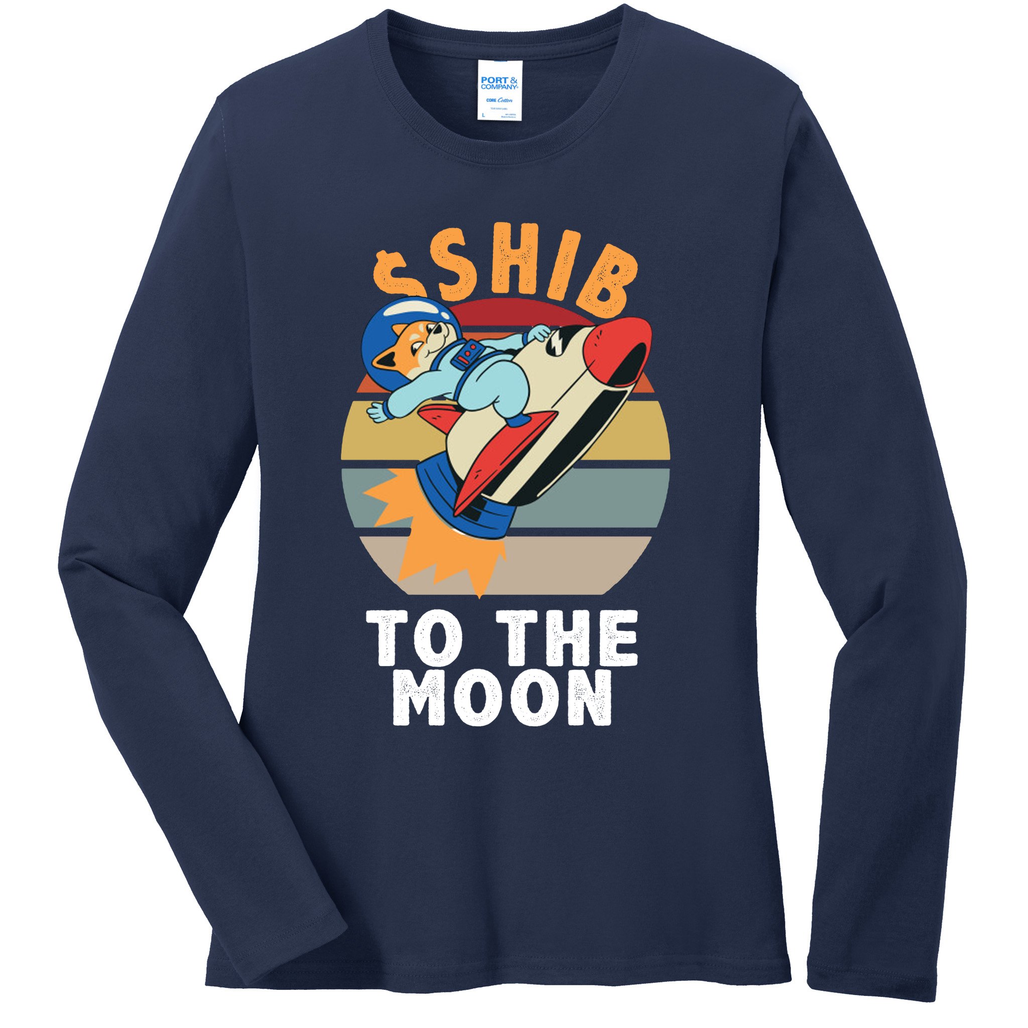 Shiba, Shib To The Moon Ladies Long Sleeve Shirt