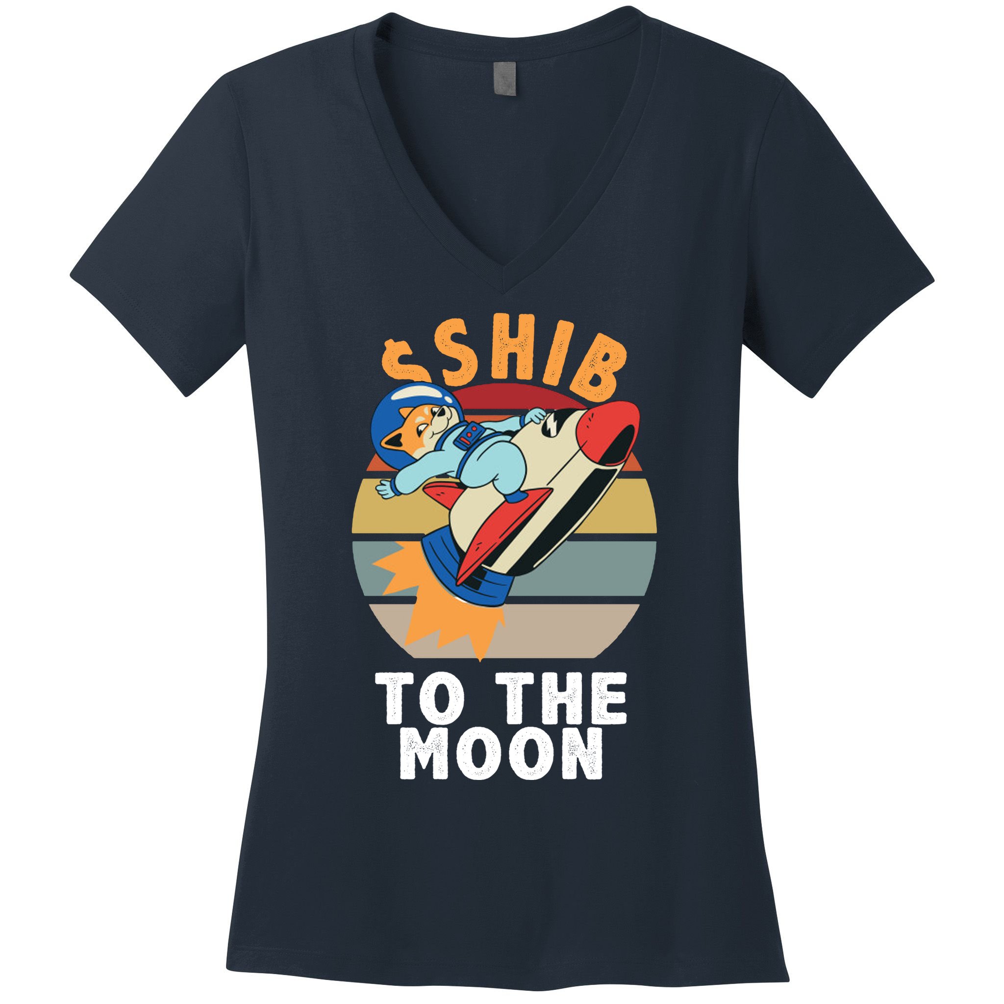 Shiba, Shib To The Moon Women's V-Neck T-Shirt