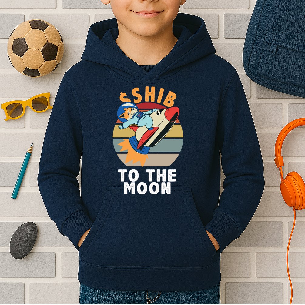 Shiba, Shib To The Moon Kids Hoodie