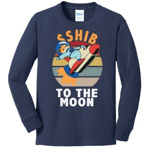 Shiba, Shib To The Moon Kids Long Sleeve Shirt