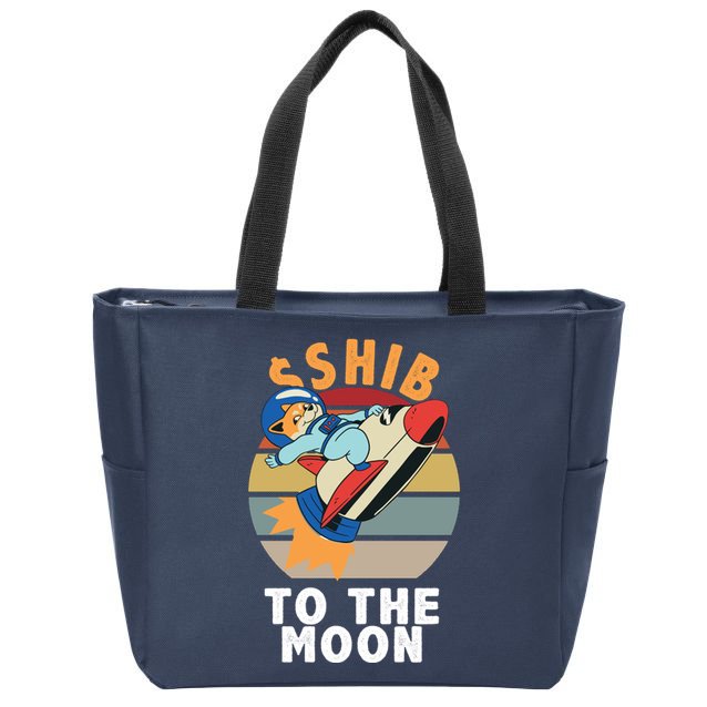 Shiba, Shib To The Moon Zip Tote Bag