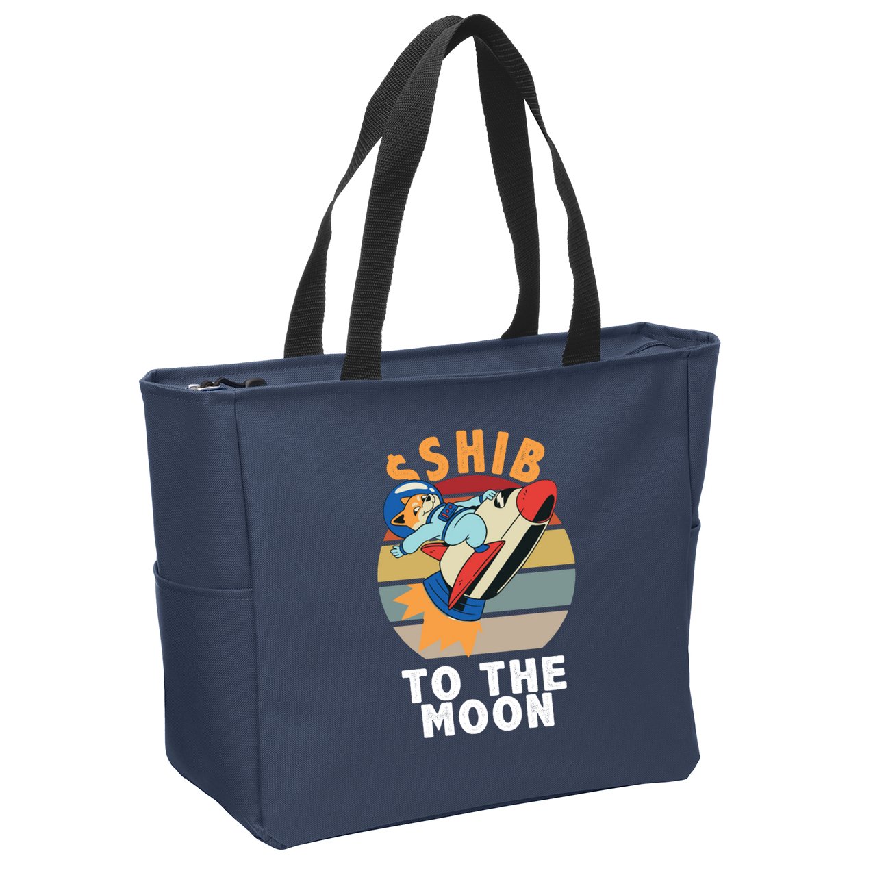 Shiba, Shib To The Moon Zip Tote Bag