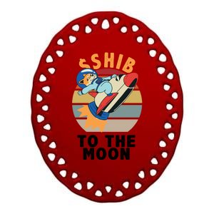 Shiba, Shib To The Moon Ceramic Oval Ornament