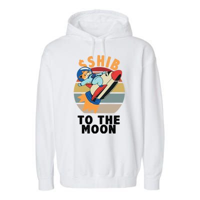 Shiba, Shib To The Moon Garment-Dyed Fleece Hoodie