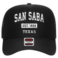 San Saba Texas Tx Vintage Sports Established High Crown Mesh Back Trucker Hat