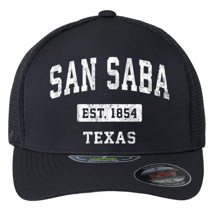 San Saba Texas Tx Vintage Sports Established Flexfit Unipanel Trucker Cap