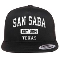 San Saba Texas Tx Vintage Sports Established Flat Bill Trucker Hat