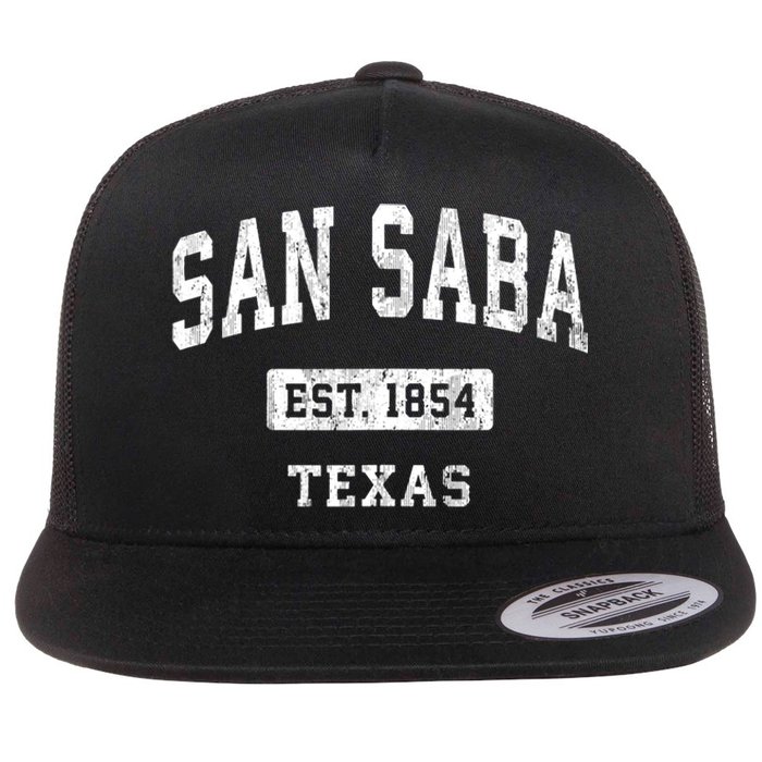 San Saba Texas Tx Vintage Sports Established Flat Bill Trucker Hat