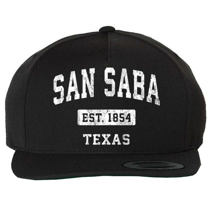 San Saba Texas Tx Vintage Sports Established Wool Snapback Cap