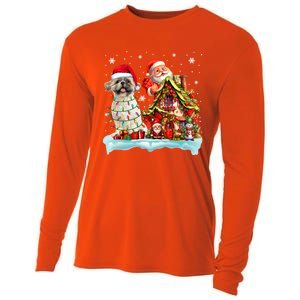 Santa Shih Tzu Funny Santa Gnome Snow Xmas Dog Lover Gift Cooling Performance Long Sleeve Crew